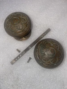 Antique Set Door Knob P & F Corbin 1880 J- 20100 Victorian Brass Bronze Classic - Picture 1 of 7