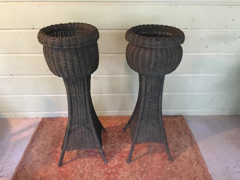 Antique Rattan Wicker Porch Planters! Cover