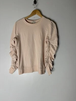 Moletom Joie Hencia manga franzida algodão pima, gola redonda, rosa pálido, tamanho M - Imagem 1 de 4