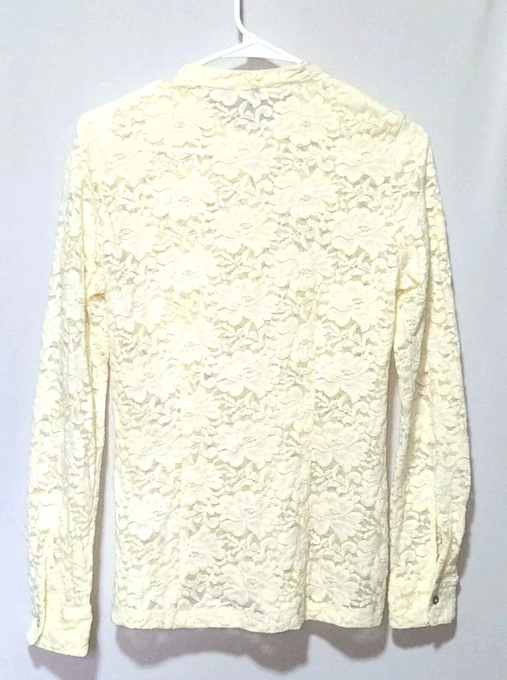 Stile Benetton 90's Vintage Sheer Delicate Cream Lace  Blouse  Small/Med Womens - Image 1 of 4