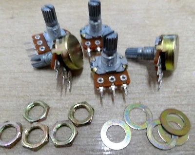 5x 10KB 10K B10K Linear Pot Potentiometer splined Shaft Guitar center detent lin - Image 1 of 3