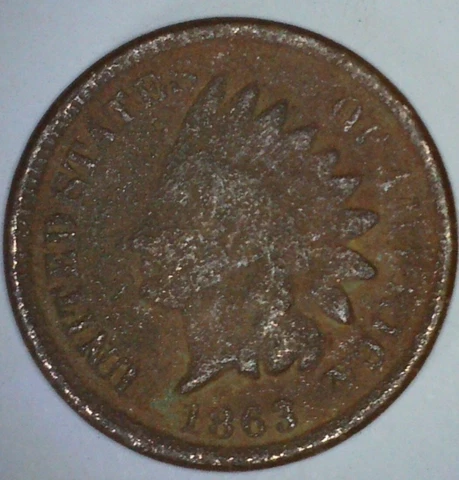 1863 INDIAN HEAD PENNY Civil War Era Copper Nickel Small Cent US Type Coin JL14H Cover
