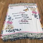 VTG " What sister are made of" Afghan  Throw Blanket 52" x 69"  cotton