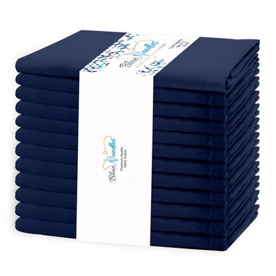 Solid Cloth Napkins Set of 12 Navy Blue 100% Cotton Dinner Napkins 18x18 inch... - Image 1 of 4