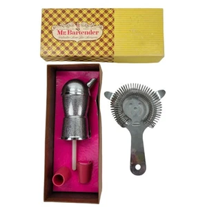 Vintage Mr Bartender Edelstahl Jigger Ausgießer Flaschenverschluss im Originalkarton - Bild 1 von 7