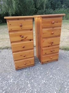 Fabulous Matching Pair of Tall Pine Drawers - Picture 1 of 6