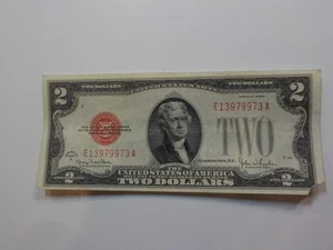 Currency Note 1928 2 Dollar Bill Paper Money Red Seal United States American  - Picture 1 of 2