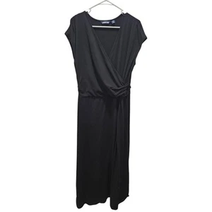 Lands' End Faux Wrap Black Maxi Dress Size M - Picture 1 of 8