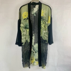 Citron Santa Monica Silk Kimono Topper Duster Tunic Size Small Sheer Lagenlook - Picture 1 of 19