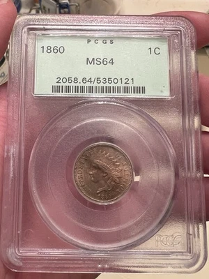 1860 MS64 PCGS OGH Indian Head Cent! Attractive Coin - Image 1 of 4