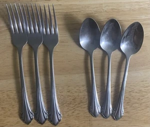 Oneida USA BITTERSWEET REPOSE Stainless Mixed,3-dinner Forks,3-teaspoons (M) - Picture 1 of 4