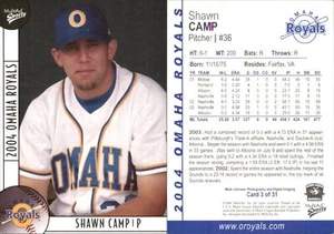 Shawn Camp 2004 MultiAd Omaha Royals #3 RC Card *AutographDen* Omaha Royals - Picture 1 of 1