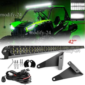 Fit Kawasaki Teryx KRX 1000 Dual Row 42'' LED Light Bar+Roof Mount Brackets Wire - Picture 1 of 17