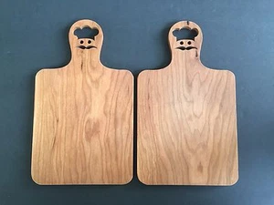 Set 2 Holz Käse Sandwich Brot Schneiden Servierbrett mit Koch Gesicht Wandbehang - Bild 1 von 8