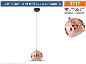 V-TAC VT-8250 LAMPADARIO IN METALLO CROMATO CON PORTALAMPADA PER LAMPADINE E27 - Foto 1 di 2