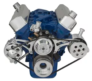 Small Block Ford V-Belt System Power Steering Alternator 289 302 4 Bolt Crank - Foto 1 di 4