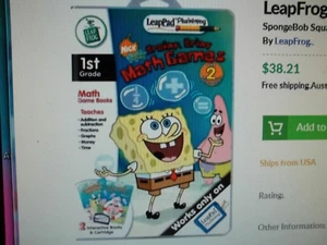 Leap Pad Plus Writing Nick Brainy Briny Math Games SpongeBob TWO Books (NEW) - Picture 1 of 2