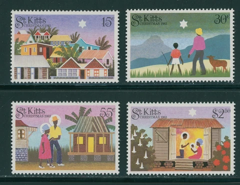 St. Kitts Scott #127-130 MNH Christmas 1983 $$ 395996 Cover