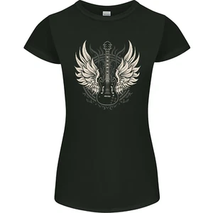 Guitar Wings Rock n Roll Music Heavy Metal Womens Petite Cut T-Shirt - Picture 1 of 2