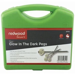 15pc Glow in The Dark Pegs with Carry Case for Tents Gazebo Camping - Picture 1 of 2