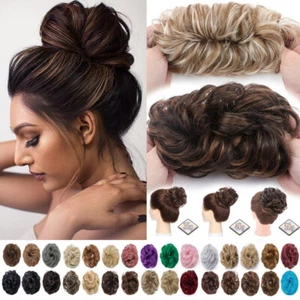 US Curly Messy Bun Hair Piece Thick Scrunchie Updo Hair Extensions Real As Human - Picture 1 of 99
