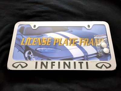 1x Infiniti COOL STAINLESS STEEL METAL TAG COVER LICENSE PLATE FRAME Chrome NEW - Image 1 of 3