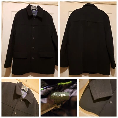 J Crew куртка мужская большой черный шерсти нейлона тяжелое пальто бушлат теплый комфорт - Изображение 1 из 4
