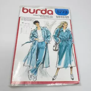 Burda Sewing Pattern 5773 Dbl Breasted Swing Trench Coat Women sizes 10+-20+ 80s - Picture 1 of 2