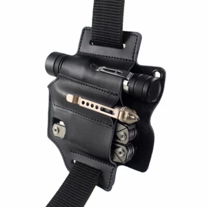 Portable 3 Pockets Tool Sheath Belt Leather Pouch for Flashlight Knife Pen Pouch - Picture 1 of 8