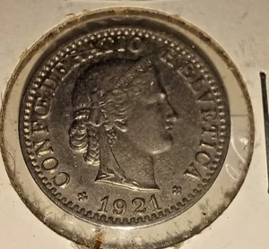 Schweiz, 20 Rappen, Libertas, 1921, Bern, Nickel, vz, Münze - Bild 1 von 2