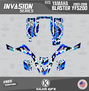Graphics Kit for YAMAHA BLASTER YFS200 (2003-2006) 16 Mil Invasion - BLUE-SHIFT - Picture 1 of 6