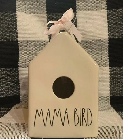 RAE DUNN MAGENTA CERAMIC MAMA BIRD BIRDHOUSE MOM GIFT PINK RIBBON New Cover