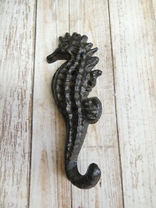 Seahorse Cast Iron Wall Hook For Towels Hats Leash Nautical Pool Bath Beach NEW - Picture 1 of 7