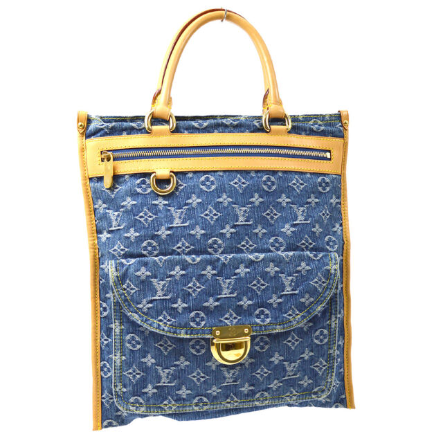 Louis Vuitton ONTHEGO MM Tote Shoulder Bag M59608 Denim Blue Monogram Woman  New