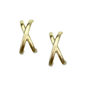 Pendientes de tachuelas Sheila Fajl CrissCross enchapados en oro cepillado - Imagen 1 de 3