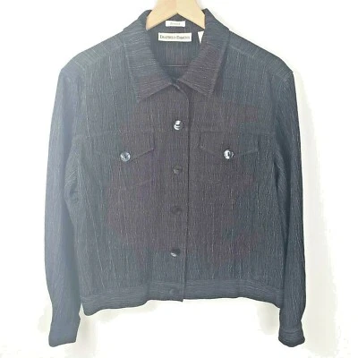 Chaqueta elástica con botones de hilo metálico negra talla M Draper's & Damon's para mujer Foto 1 de 4