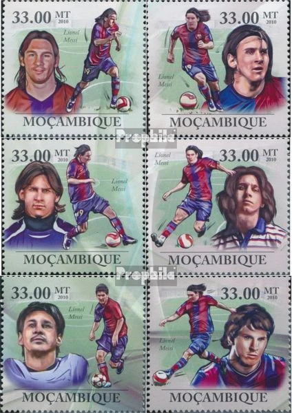 Briefmarken Mosambik 2010 Mi 3681-3686 (kompl. Ausgabe) postfrisch Bester Fußbal - Bild 1 von 1