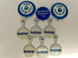 Lot of 9 George McGovern - Shriver Presidential Political Pinbacks Buttons 1972 - Picture 1 of 4