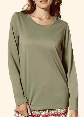 Camiseta pijama para mujer HUE color liso manga larga cuello redondo nueva con etiquetas Foto 1 de 3