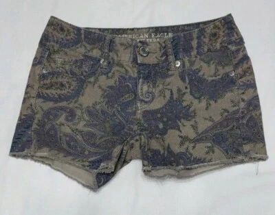 Pantalones Cortos Para Mujer American Eagle Gris Elastizados Floral Pana Corte Talla 2 Foto 1 de 4