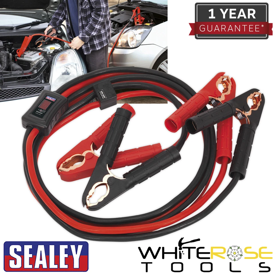 Sealey Booster Cables Car Van Jump Leads 3.5m 600A Surge Protection LED Display - Image 1 of 4