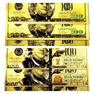 LOT X 6 99.9% 24K GOLD $100 BILLS BOTH STYLES US BANKNOTES 3 NEW STYLE 3 CLASSIC - Picture 1 of 8
