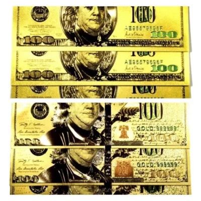 LOT X 6 99.9% 24K GOLD $100 BILLS BOTH STYLES US BANKNOTES 3 NEW STYLE 3 CLASSIC - Image 1 of 4