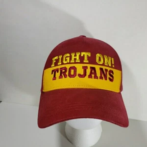 USC Trojans Hat Cap Fight On Red/Gold Logo Snapback Trojan Headwear Twill NWT - Picture 1 of 8