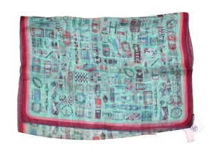 Hermes Shawl Carre en Boucles 180 x 65 cm Chiffon silk mousseline stole buckle - Picture 1 of 10