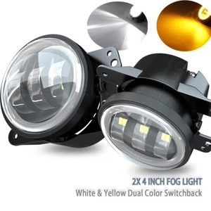 2x 4" Inch Round LED Fog Lights Dual Color For Jeep Wrangler JK 2 Door 2007~2015 - Picture 1 of 14