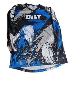 Bilt Long Sleeve Motocross Jersey Shirt Mens Medium White Blue - Picture 1 of 7