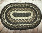 Capitol Earth Rugs Woven Jute Oval Placemat Gray Black Ivory Beige 13" x 19"