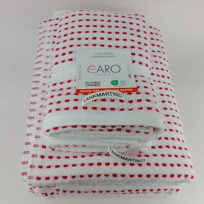 4pc CARO Home (2) Bath Towels (2) Hand Towel White Pink Parsnip Quick Dry - Image 1 of 4
