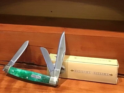 Rough Rider Green Smooth Bone Handle Stockman Pocket Knife RR250 3 Blade - Image 1 of 4